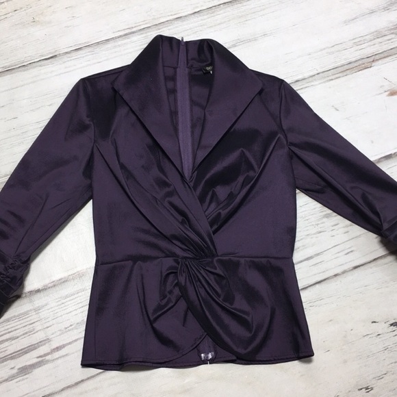 TADASHI SHOJI Metallic Shantung Wrap Peplum Top - Picture 8 of 9